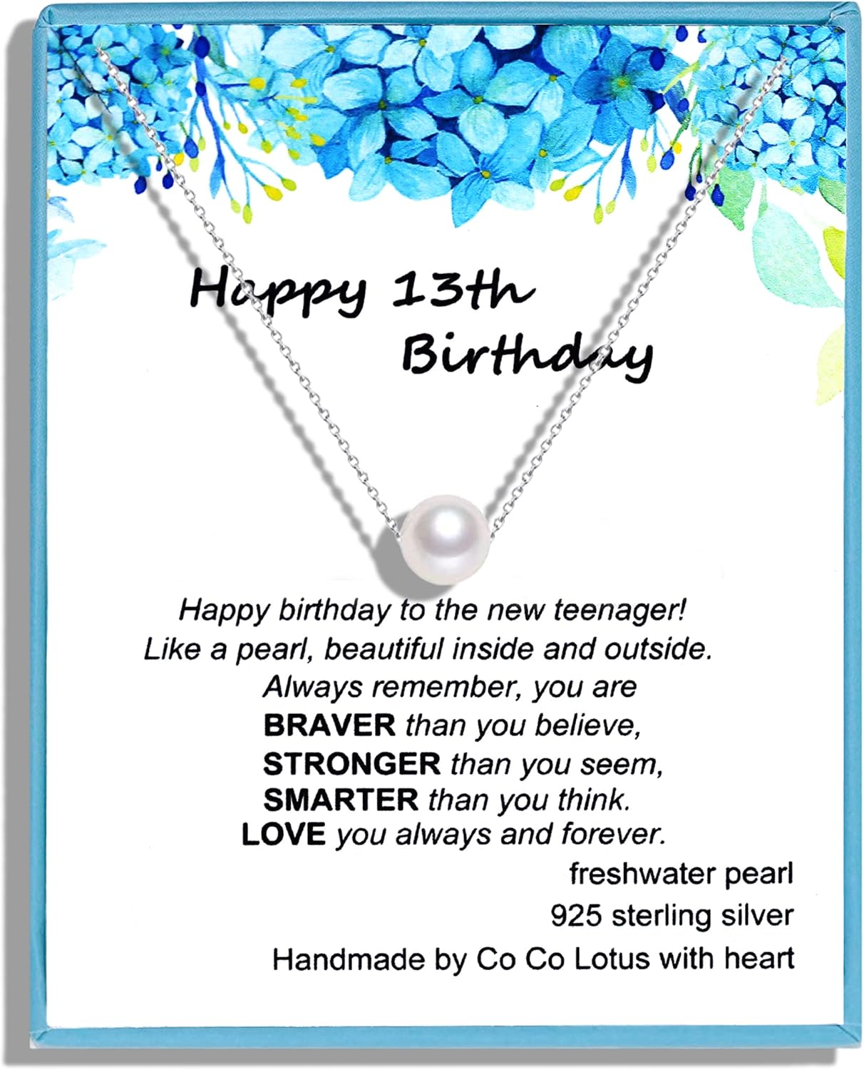 13th Birthday Gifts for Girls, Single Pearl Necklace Crafted with 6mm Freshwater Cultured Pearl and Sterling Silver Adjustable Cable Chain, Gifts for Teenage Girls