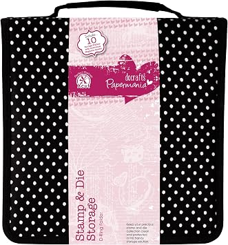 docrafts Papermania Stamp and Die Storage, Black with White Polka Dots