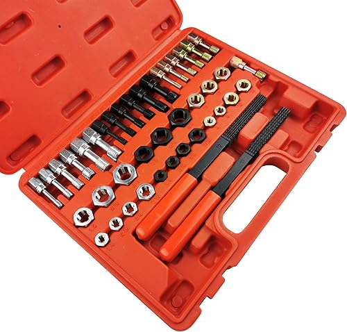 Miniatura 2 de Juego de 42 herramientas de reenhebrado de coche, kit de herramientas de reparación de restaurador de reenhebrado, incluye tamaños métricos, UNF y