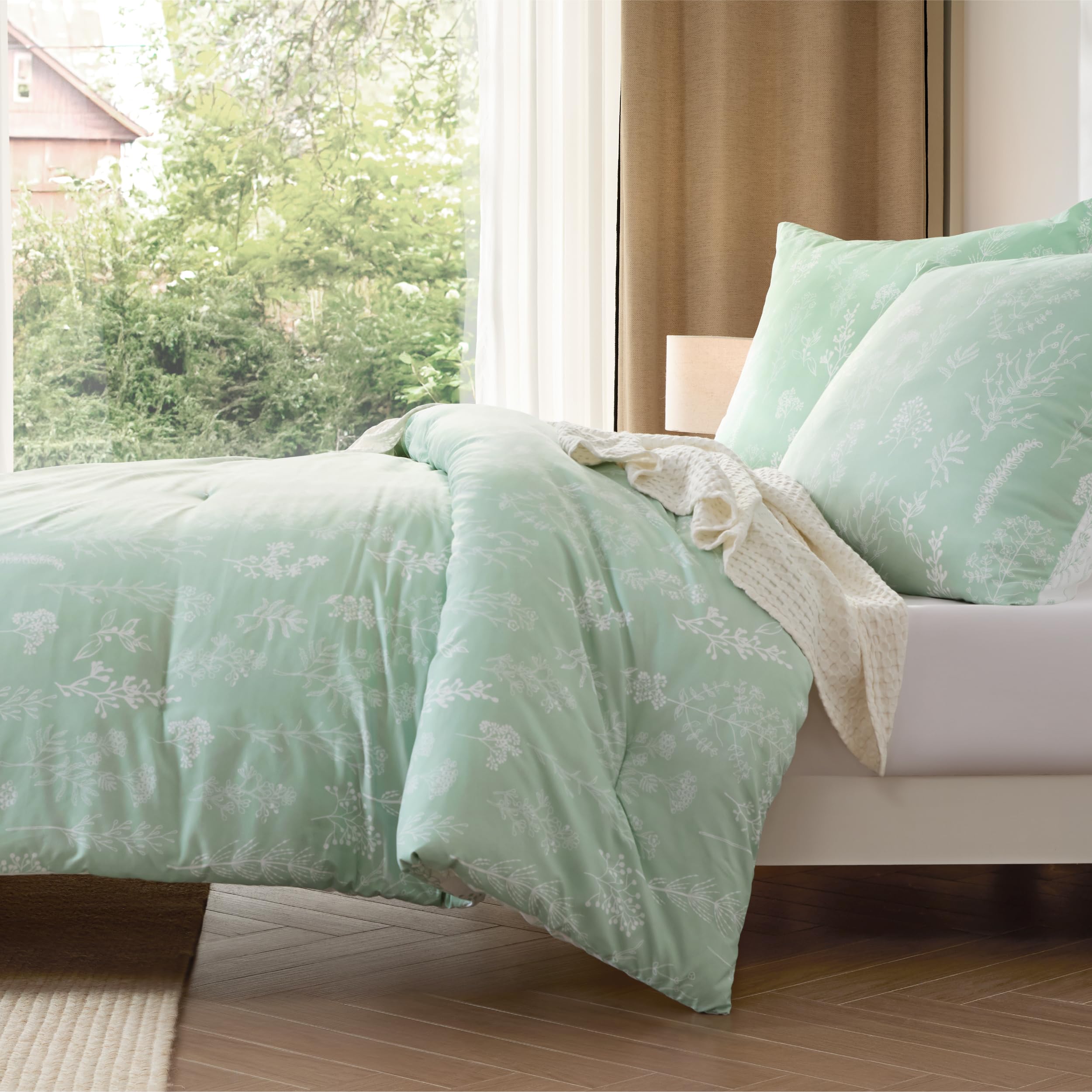 BEDSURE Bettdecke Ohne Bezug 200x200 - Bettdecke 200x200cm mit Kissenbezug 80x80-3-teilig-Bettdecken-Set für Allergiker 4 Jahreszeiten Waschbare Duvet, 1x Bettdecken, 2X Kissenbezug, Mintgrün