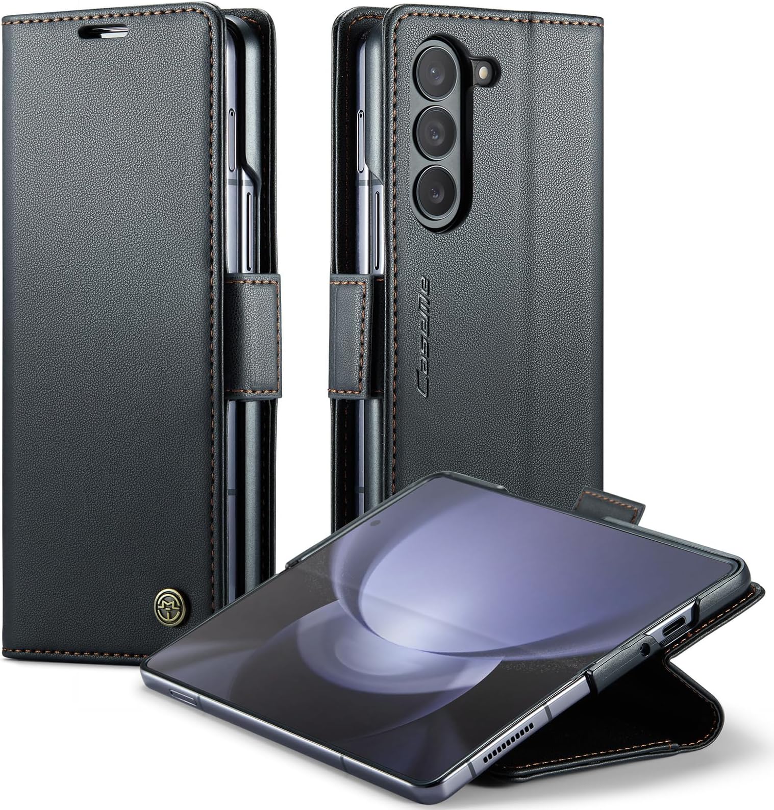 Case for Samsung Galaxy Z Fold 6 5G (2024), PU Leather Wallet Flip Folio Case with Card Holder RFID Blocking Kickstand Shockproof Phone Cover for Samsung Galaxy Z Fold 6 5G 2024, Black