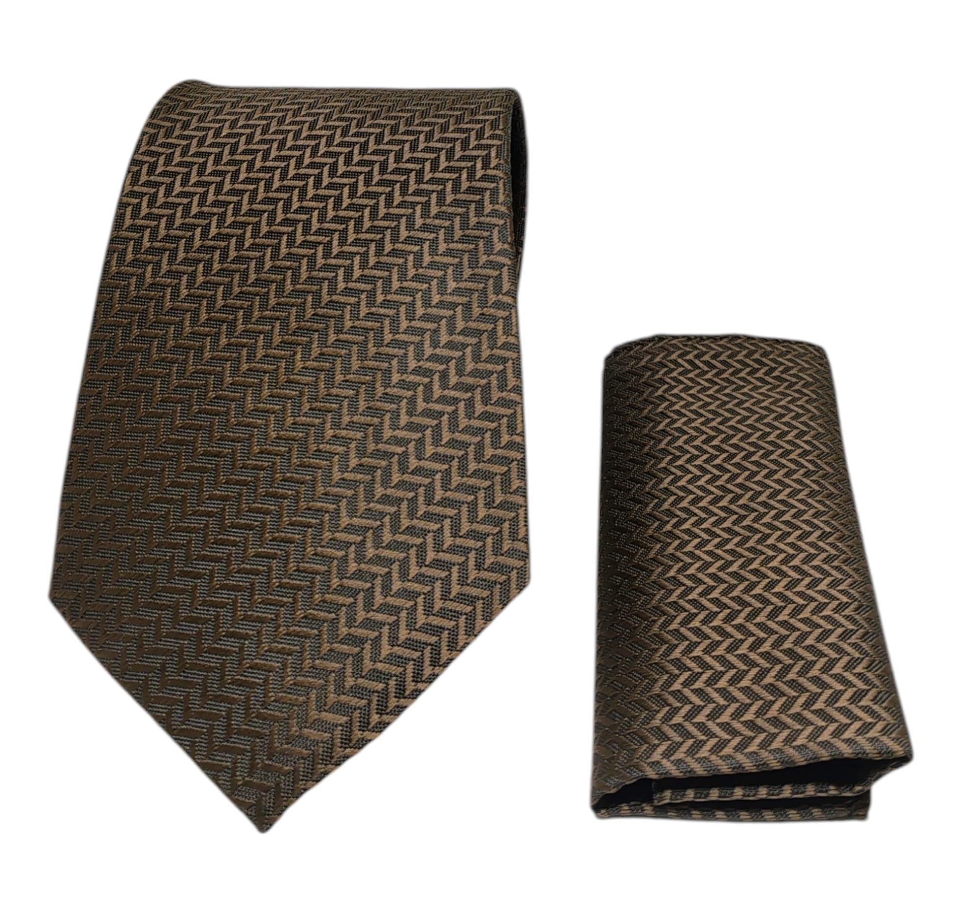 FashMade Brown Self Premium Italian Silk Tie & Pocket Square Set | 2.75" Slim Tie & 10x10" Matching Pocket Square Combo-image-45