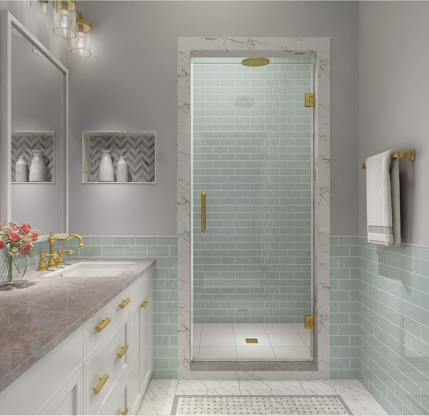 Aston SDR997EZ-CH-33580 Kinkade XL Shower Door, Polished Chrome