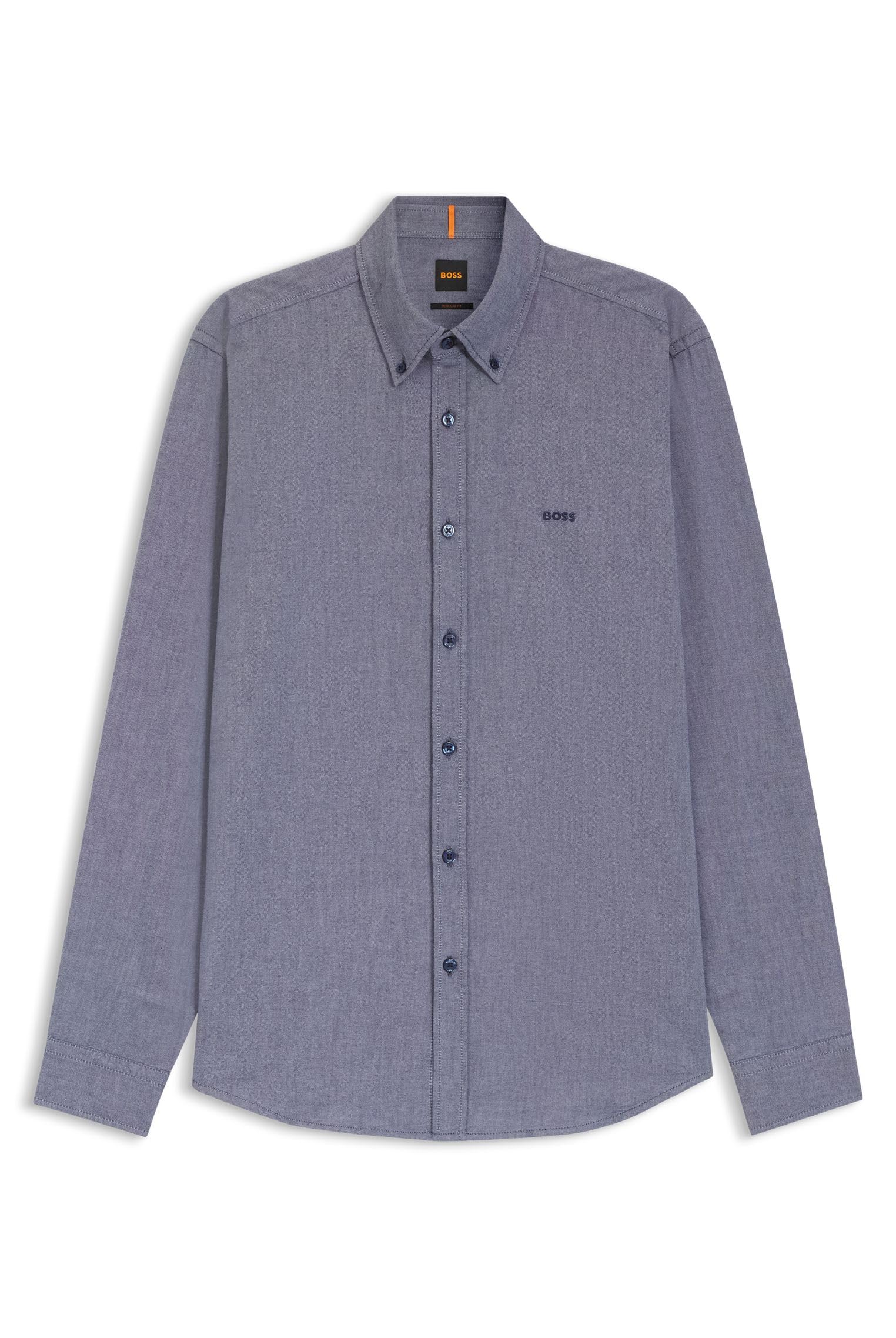 BOSS Mens Rickert M Embroidered-Logo Regular-Fit Oxford Shirt
