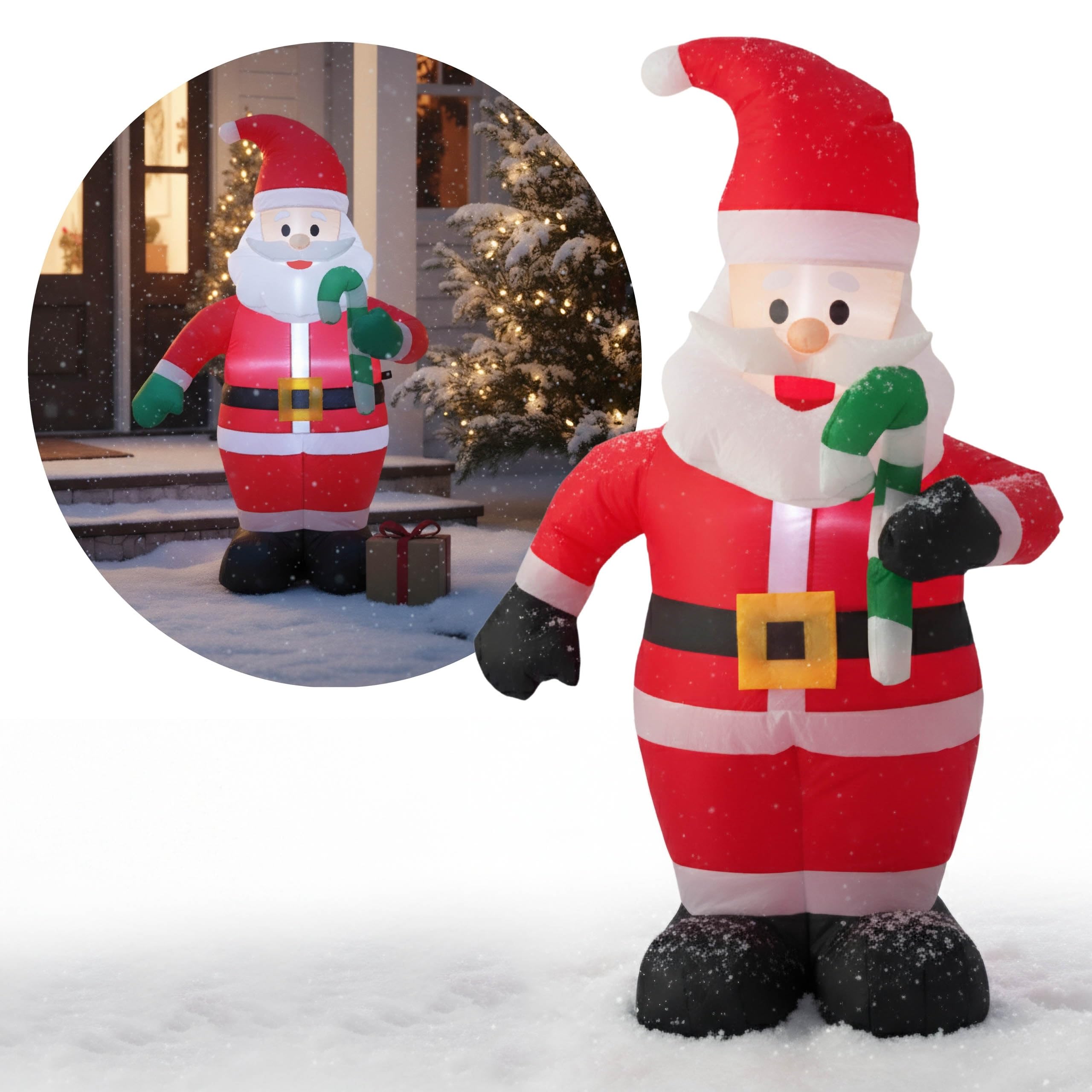 sarcia.eu Hinchable Papá Noel, LUZES LED, Hinchable, Decoración de jardín, Grande 120 cm (B)