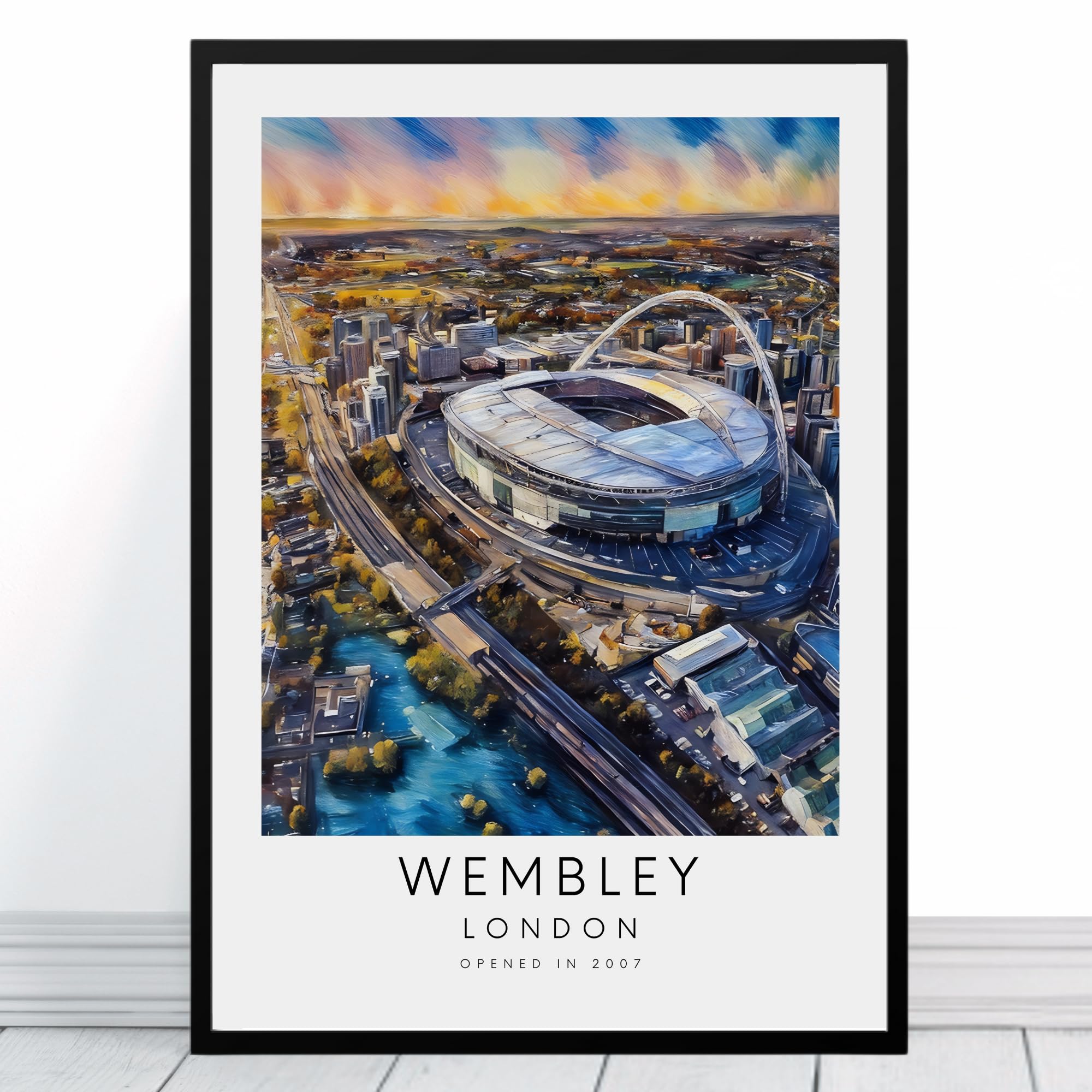 Wembley Stadium Artwork | Framed or Unframed Prints | Opened 2007 Football Stadium | United Gift England Poster Fan Gift Art