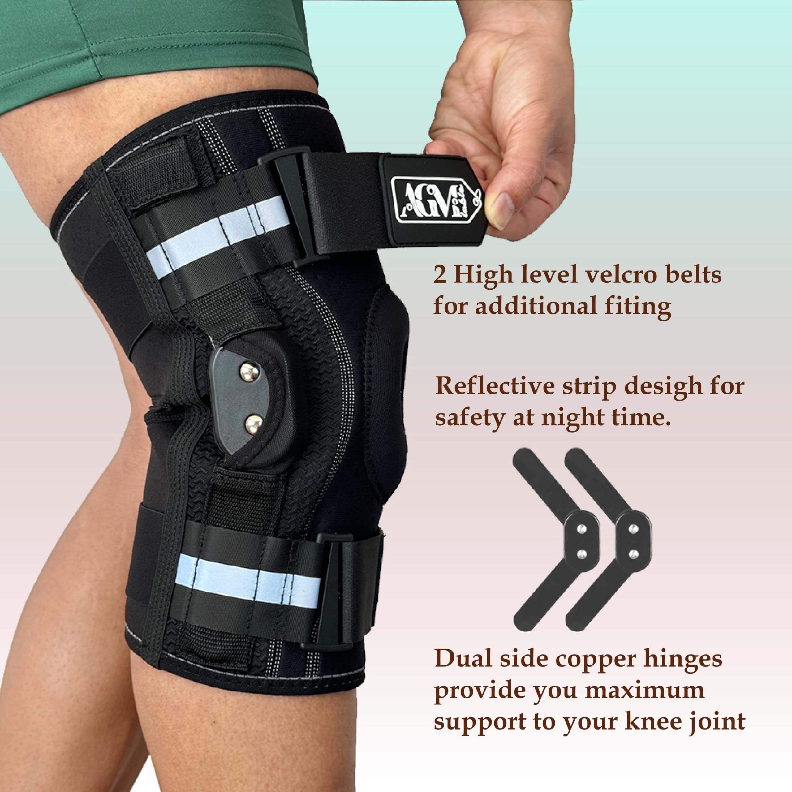 Rodilleras, soporte de rodilla con bisagras, alivio del dolor de rodilla para hombre y mujer, almohadilla de gel de apoyo articular para rótula con estabilizadores laterales, rodillera para