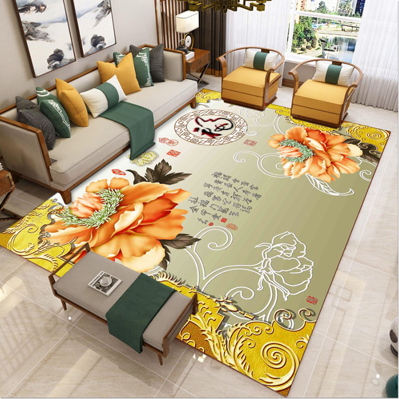Grand tapis traditionnel vintage salon chambre à coucher, tapis 50x80 cm sans perte de poils