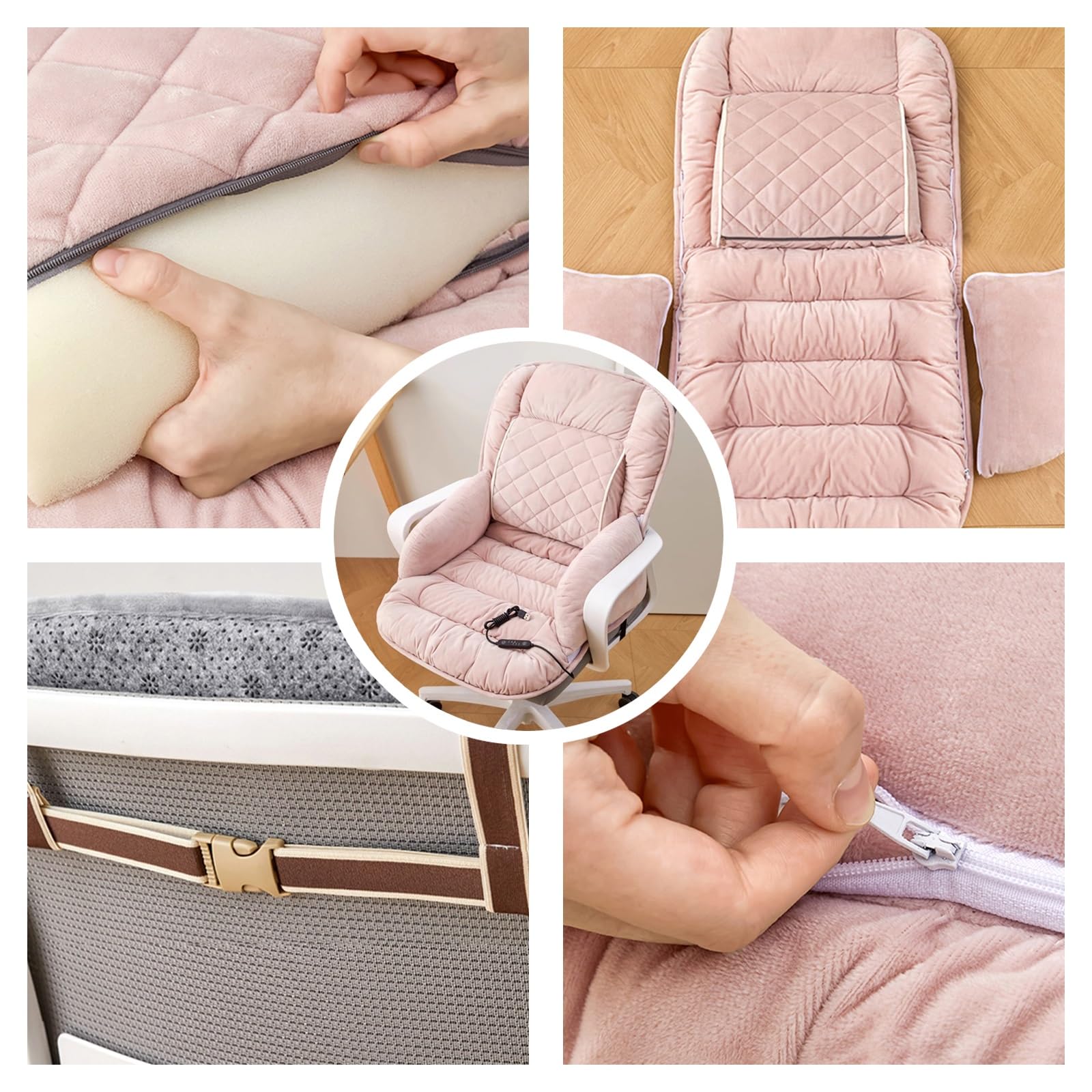 Cojin Silla Oficina, Cojín de Asiento Suave con Funda Extraíble, Cojin Antiescaras, Cojín de Asiento con Respaldo, Cojin Lumbar Silla Oficina(Gray)