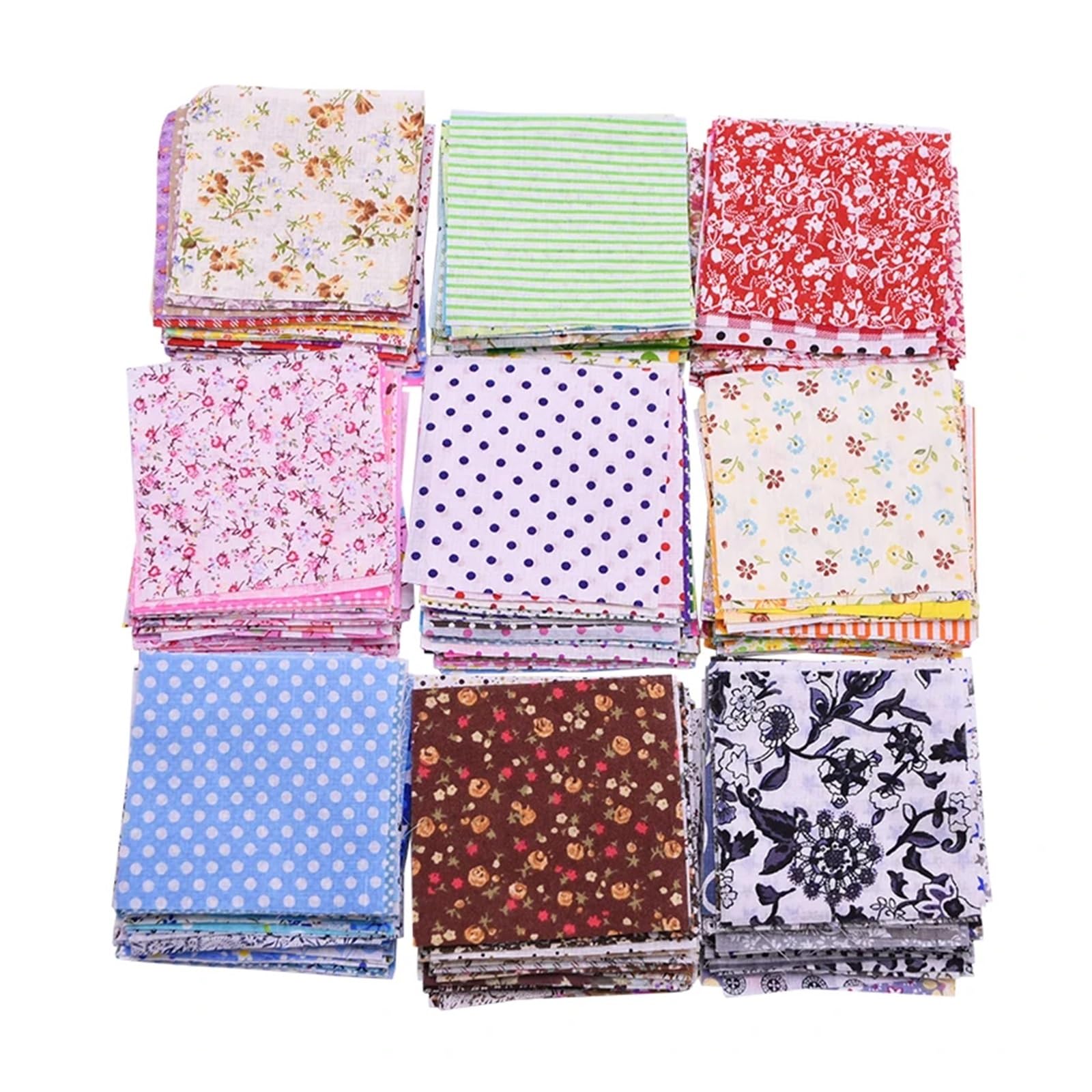 Patchwork Stoffe 50 Stück 10 x 10 cm gemischter Stil, quadratisch, Patchwork-Baumwollstoff, Stoff, DIY, Nähen, Blumendruck, Stoffe