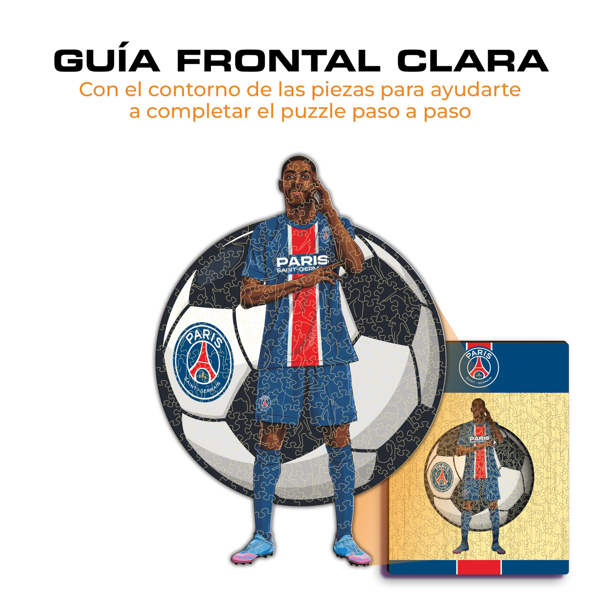 Iconic Puzzles - PSG, Ousmane Dembélé, oficjalnie licencjonowane drewniane puzzle, 100% trwałe, prezent dla dorosłych i dzieci, rozmiar L, 500 elementów