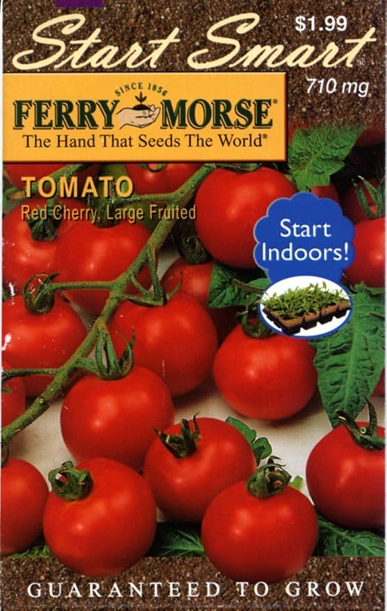 FerryMorse 2064 Tomato Seeds, Red Cherry, Large Fruited (710 Milligram