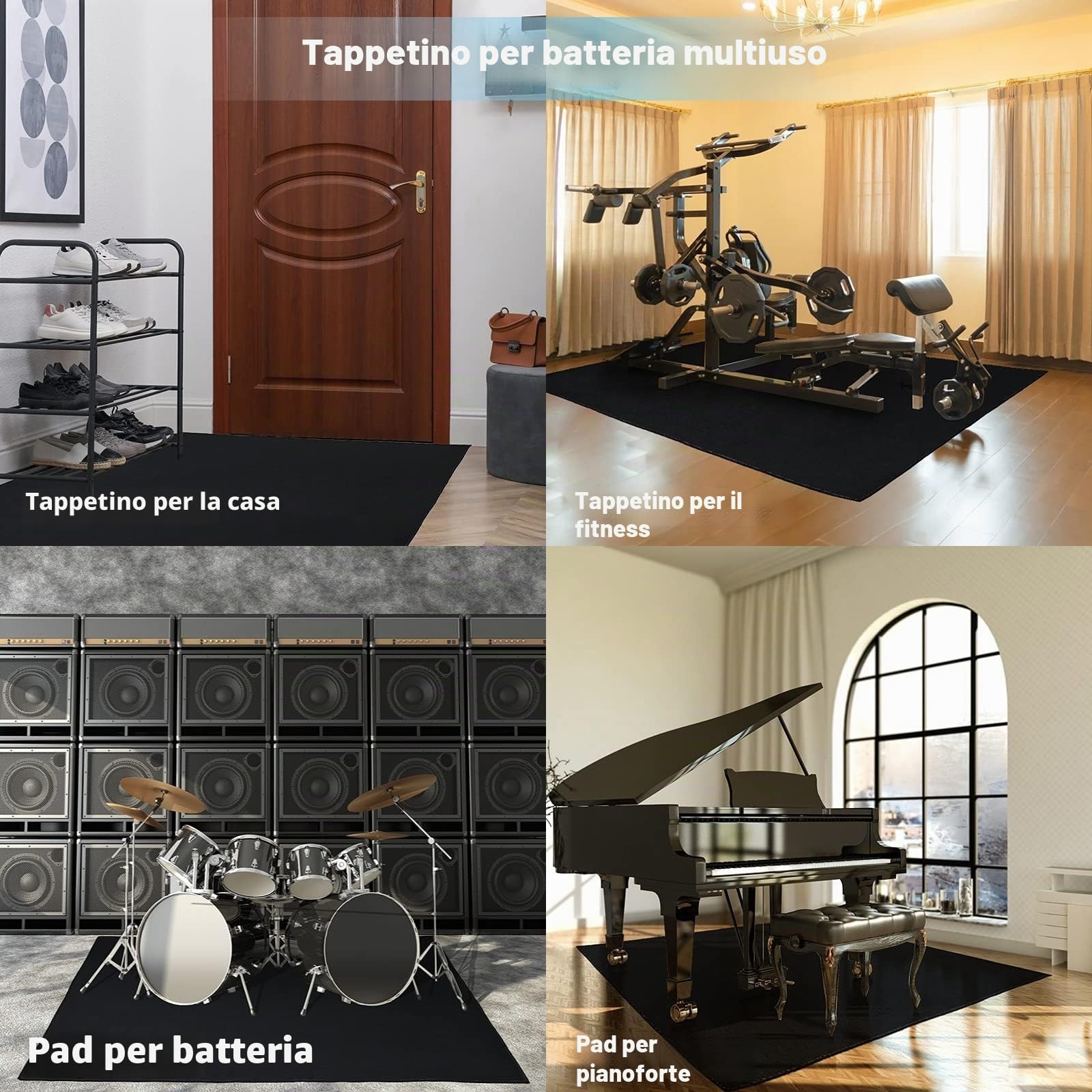 Tappeto per Batteria Elettrica 1,9 m x 1,5 m - Accessori Jazz, Regalo per Batteristi
