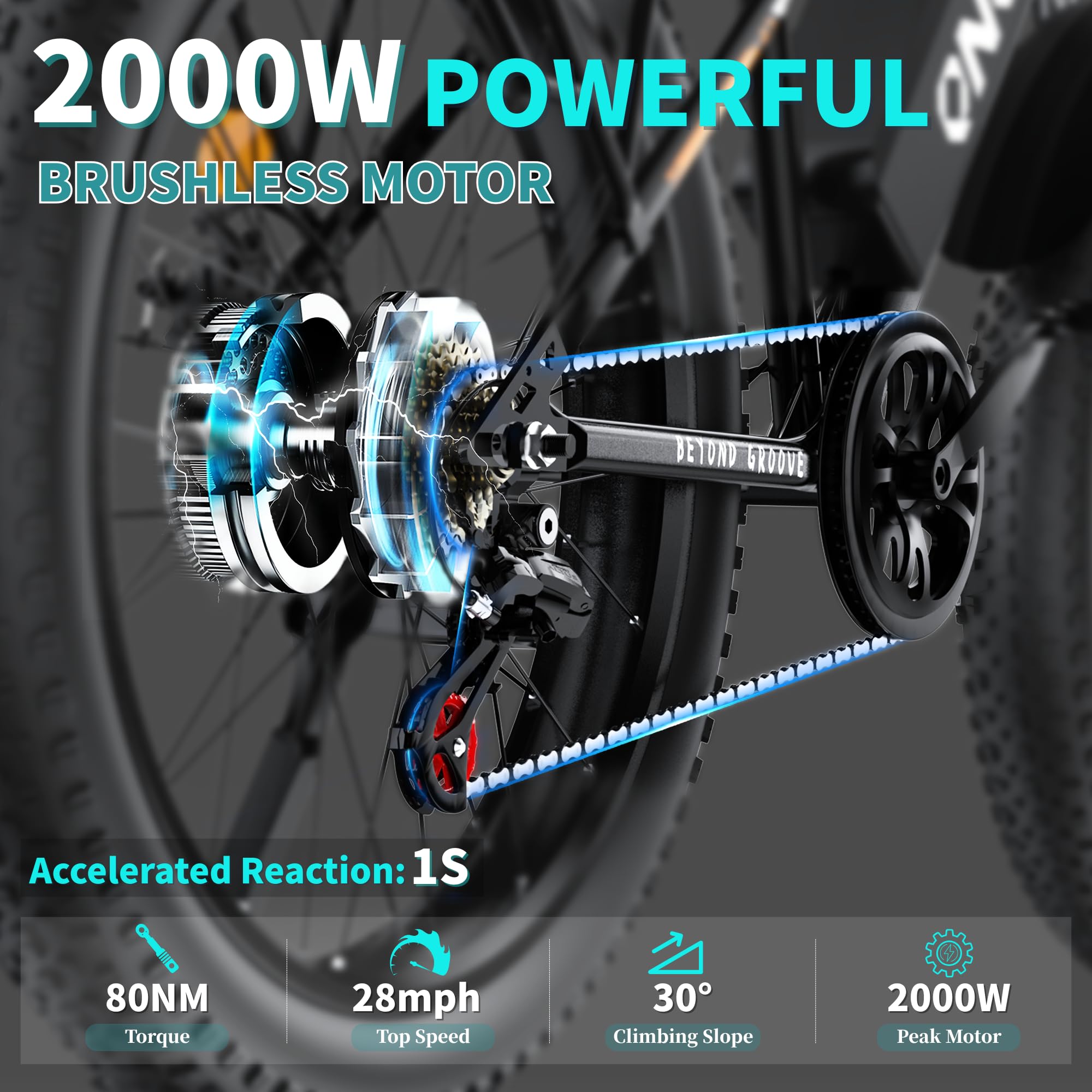 QnQ Vélo électrique pour Adultes, VTT 26 Pouces Pneus Gras, Batterie 48 V 15 Ah, autonomie jusqu'à 40-80 km, Double amortisseurs, Shimano 7 Vitesses, vélo électrique de Plage et de Neige