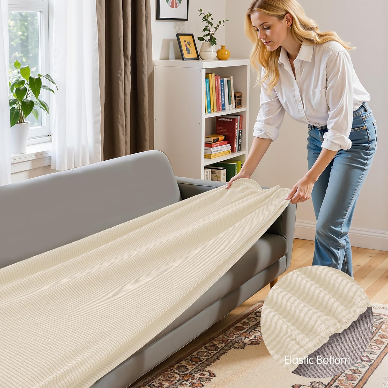 Hokway Stretch Couch Cushion Slipcovers X-Large Reversible Cushion Replacement Slipcovers Sofa Cushion Covers