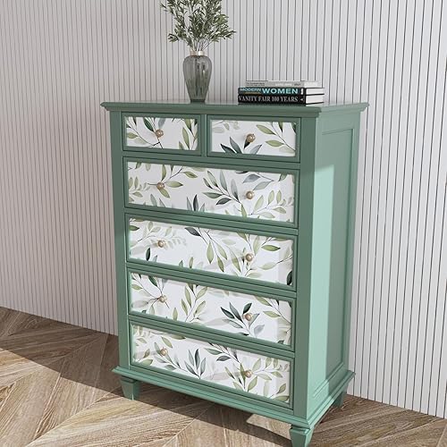 Miniatura 5 de Papel tapiz de hojas para despegar y pegar, papel tapiz de acuarela para pegar y despegar hojas verdes, papel de contacto para gabinetes, papel de