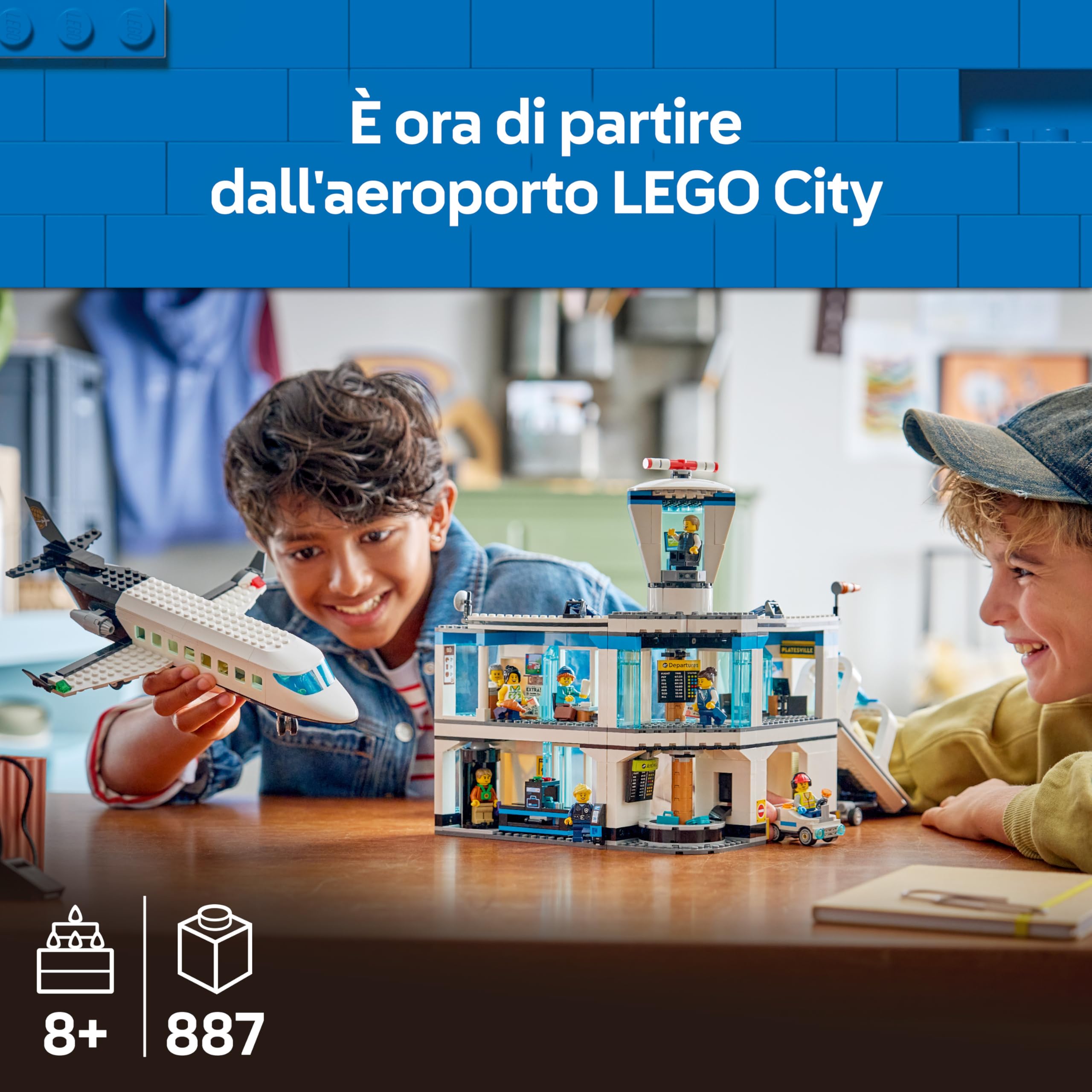 LEGO City Airport with Airplane Toy - Miniature Model Kit w/Terminal, Plane, Tug Car, Bridge, 9 Minifigures & Accessories - Birthday Gift Idea for 8+ Year Old Boys - 60502
