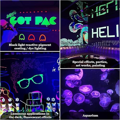 Miniatura 7 de Junview Luces LED negras de 12 W con enchufe blanco cálido de EE. UU., IP66, impermeables, para exteriores, luces negras para fiestas de baile,