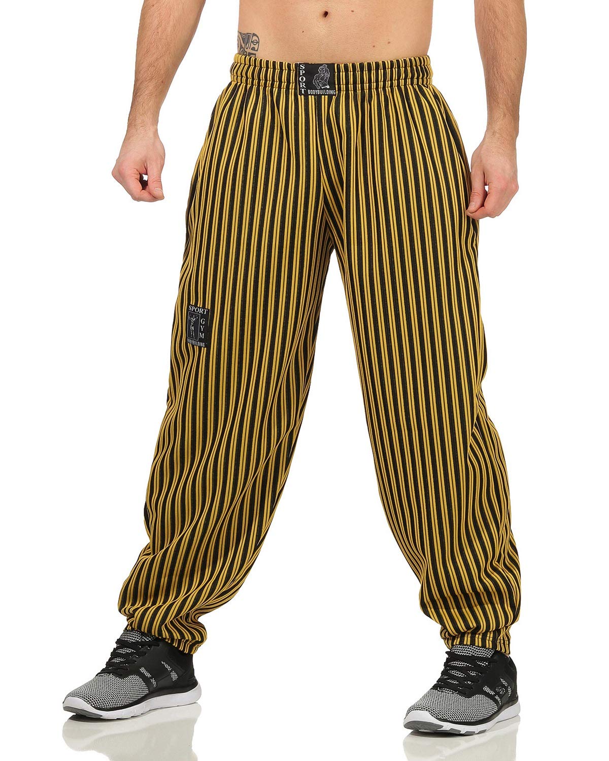 Pantaloni sportivi lunghi da uomo, per palestra e bodybuilding