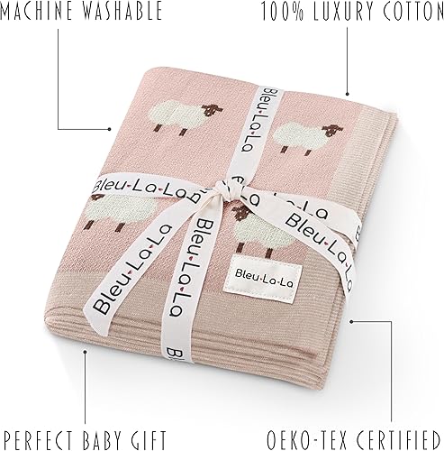 Miniatura 3 de Manta de punto de lujo para bebé, 100% algodón, suave, acogedora, ligera, para recepción, para baby shower, registro de regalos para recién nacidos,