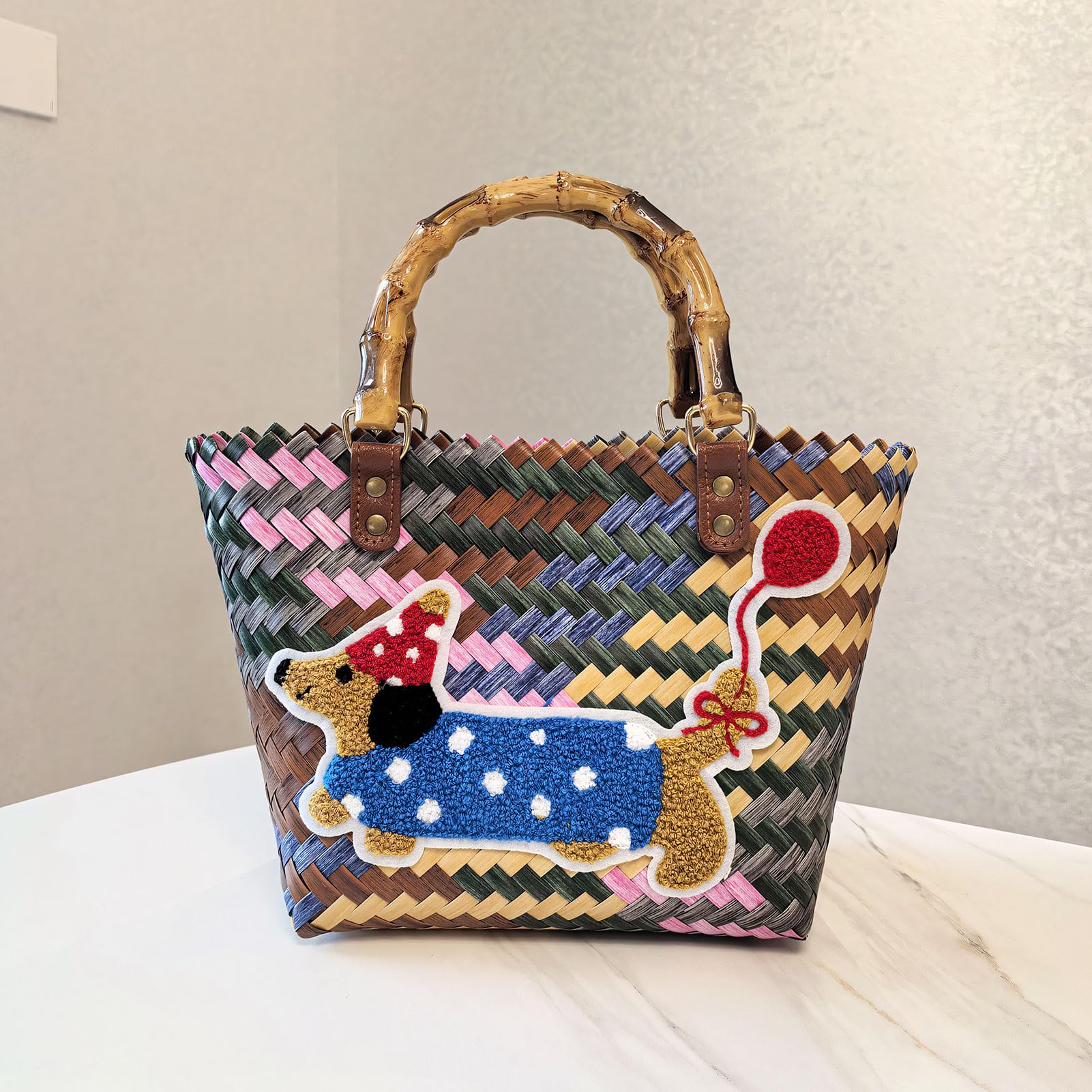 Strandtasche Geflochten - Einkaufskorb Aus Kunststoff Retro Design