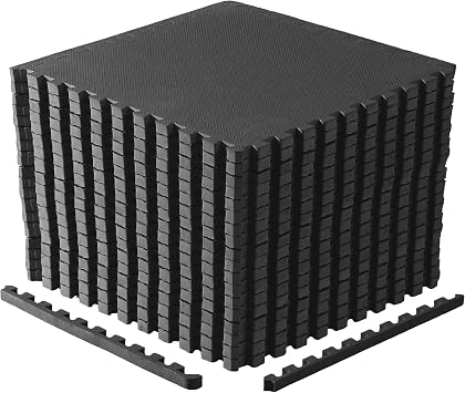 CAP 24-Inch EVA Interlocking Puzzle Mat, 1-Inch, Black T Pattern, 3-Pack