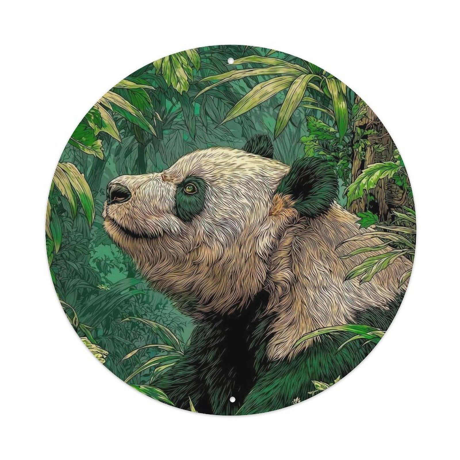 Vintage Animal Panda in The Jungle Vintage Metal Tin Sign Plaque Wall Decor for Cafe, Club Bar, Office, Garden Metal Poster 8x8Inch