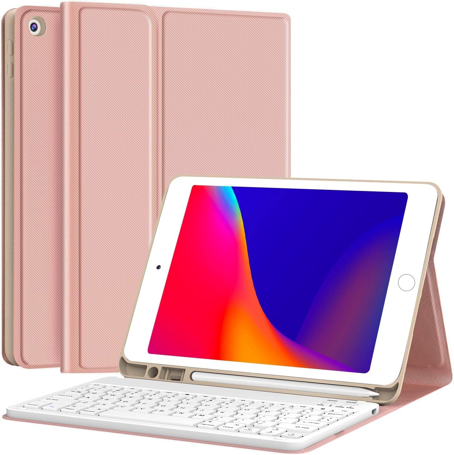 Keyboard for iPad 8th Gen 2020/7th Gen 10.2 2019, Wireless Keyboard with Pencil Holder for iPad