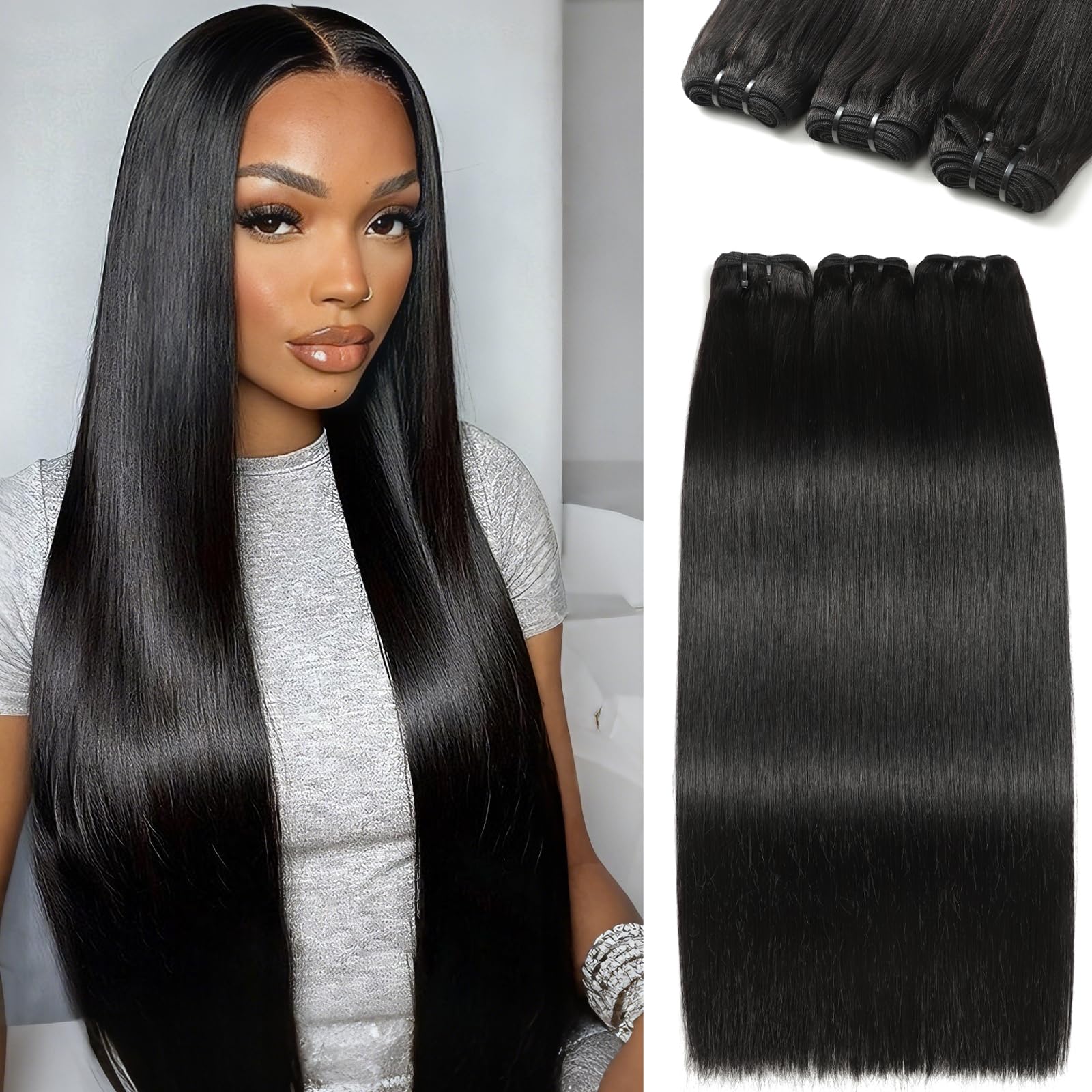 12A Natural Black Unprocessed Brazilian Human Hair Bundles