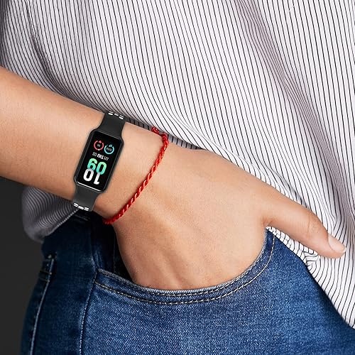 Miniatura 4 de FitTurn Correas de reloj deportivas compatibles con Redmi Band 2 bandas, repuesto suave y transpirable perforado TPU correa deportiva para hombres y