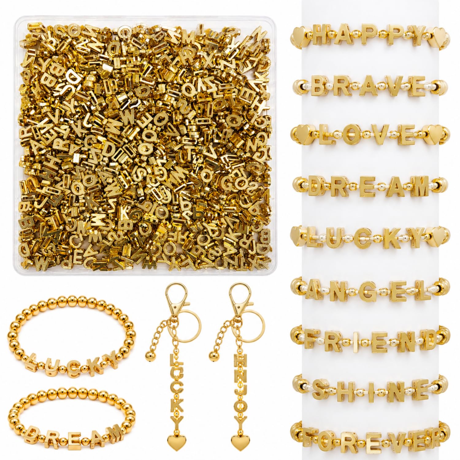 700PCS Large Letter Beads, 12MM Colourful 3D A–Z Alphabet Beads