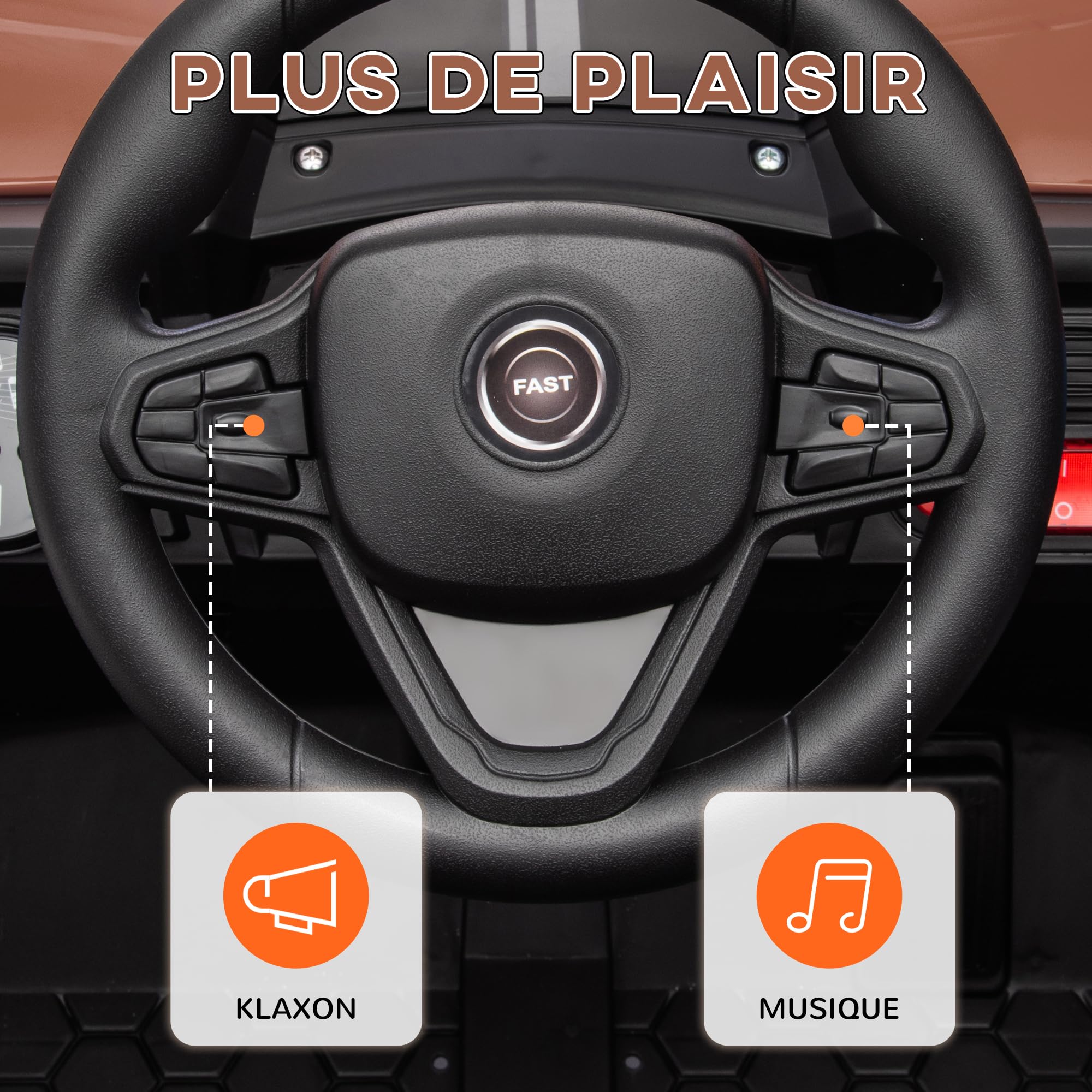 AIYAPLAY Voiture Électrique Enfant UTV Buggy Électrique Enfant Marron | Télécommande 2.4Ghz, 2 Moteurs 12 V, 2 Vitesses, Musique, Klaxon, Lumières, 3-5 Ans