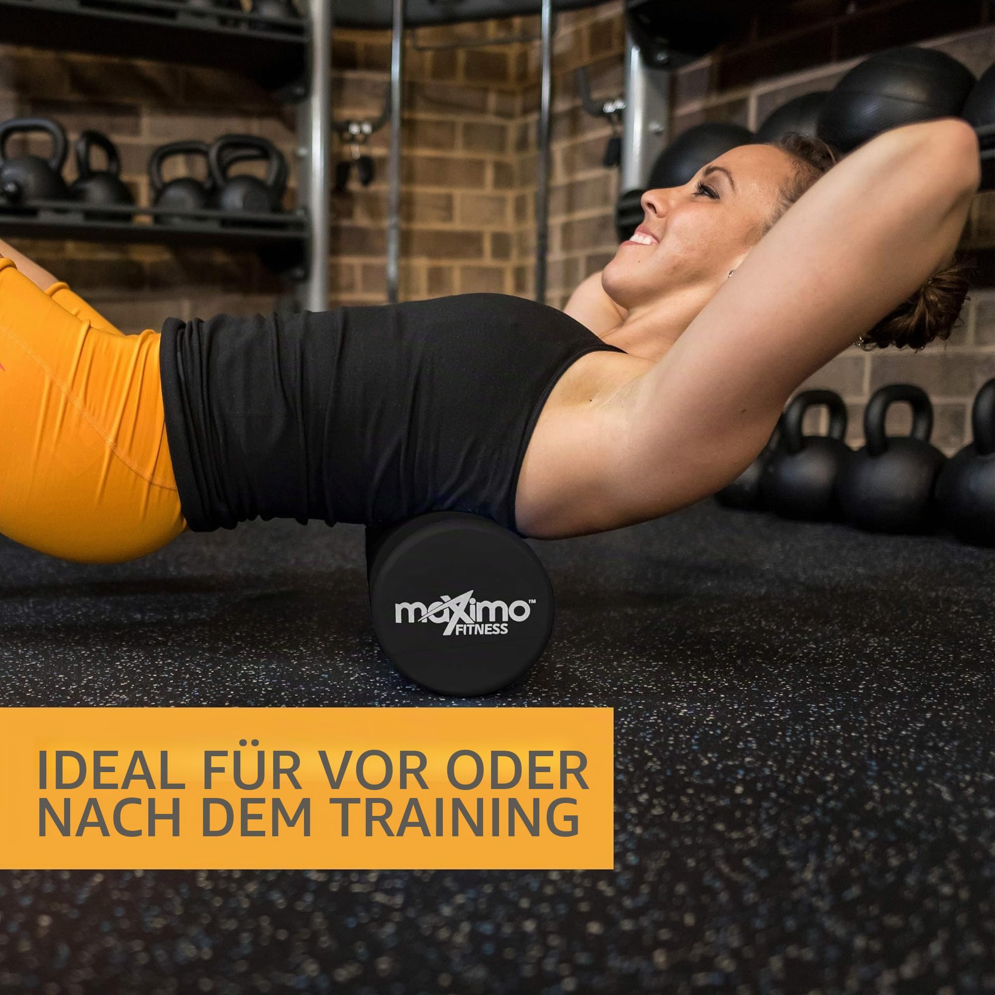 Maximo Fitness Faszienrolle für Wirbelsäule & Rücken, Beine, Arme (45x15 cm) - Mittel-Harte Massagerolle für Yoga, Pilates, Regeneration nach Sport