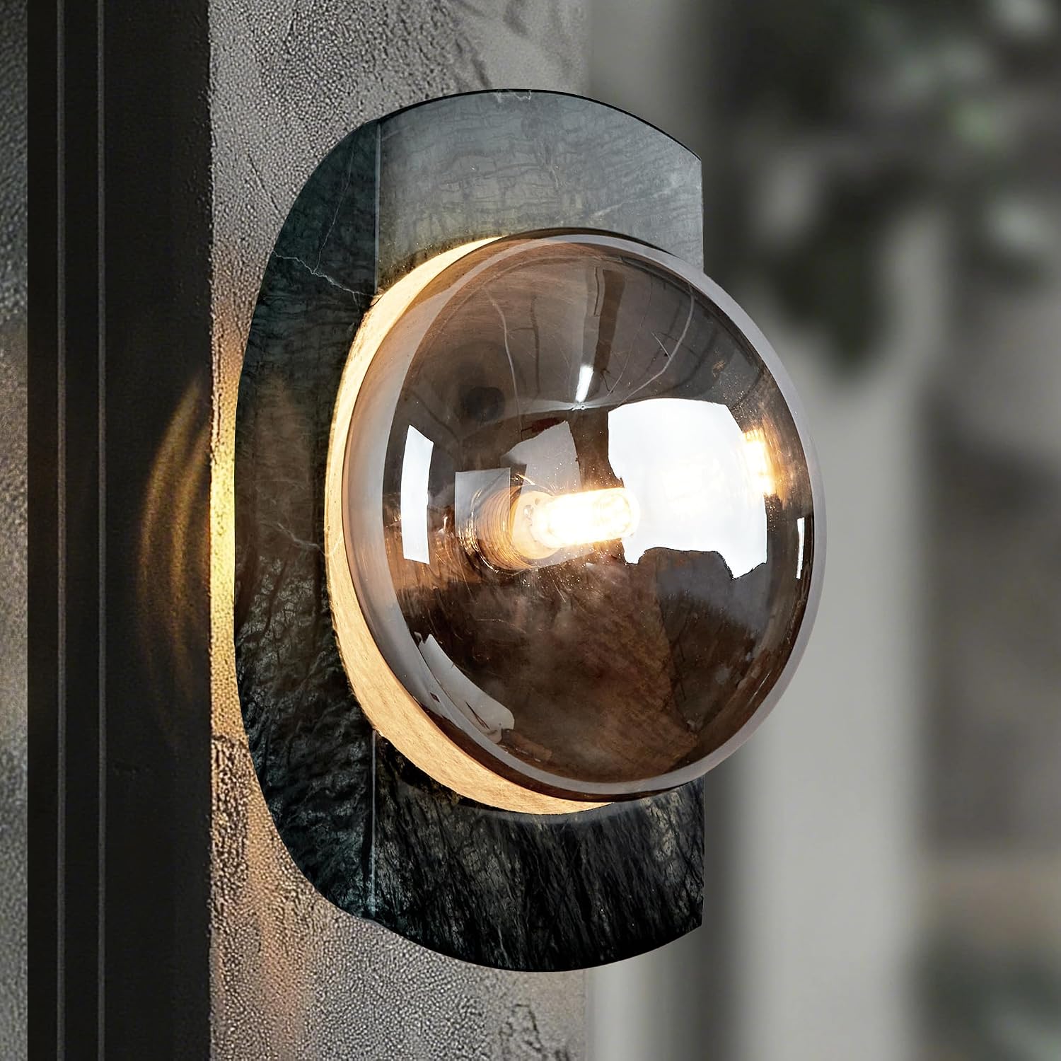 Green Marble Wall Lamp, Hand-Made Organic Marble Wall Sconce, Natural ...