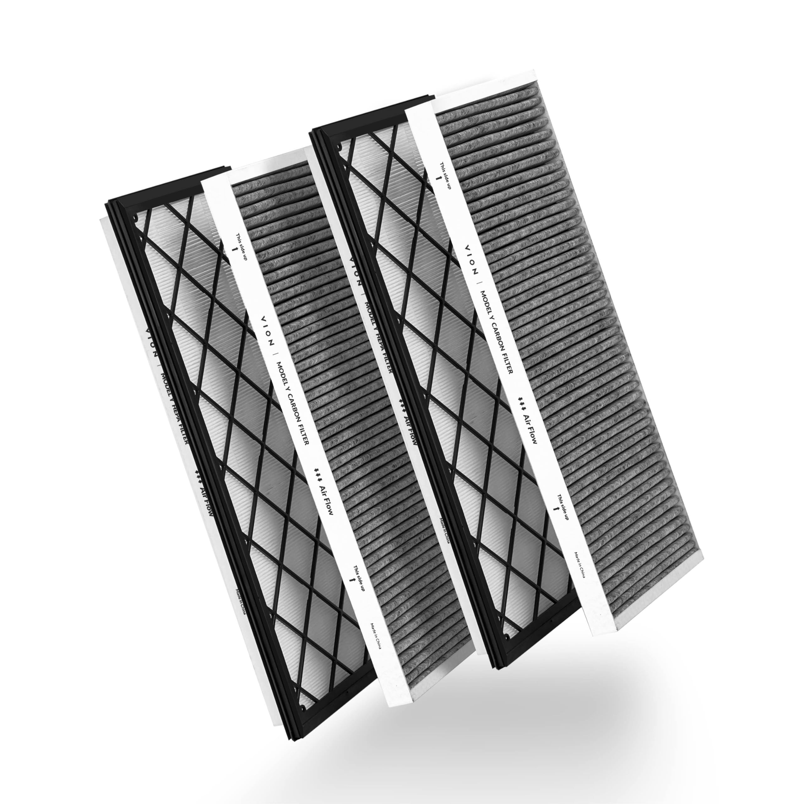 VION Zestaw filtrów powietrza HEPA do przedniego bagażnika Model Y – (2 x filtry HEPA i 2 x filtry węglowe w opakowaniu) - 4 opakowania w opakowaniu z narzędziami instalacyjnymi
