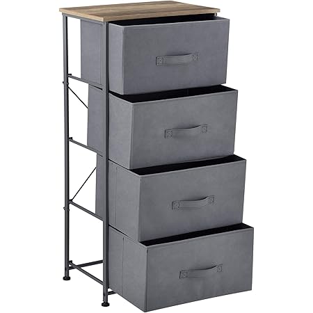 Rattan Kommode mit 4 Schubladen schwarz Rattanmöbel Regal Kunststoff