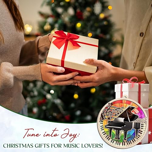 Miniatura 2 de GEEMBI Adornos de piano para árbol de Navidad, adornos de Navidad de atrapasoles 2025, regalos musicales para mujeres y hombres, adorno de pianista,