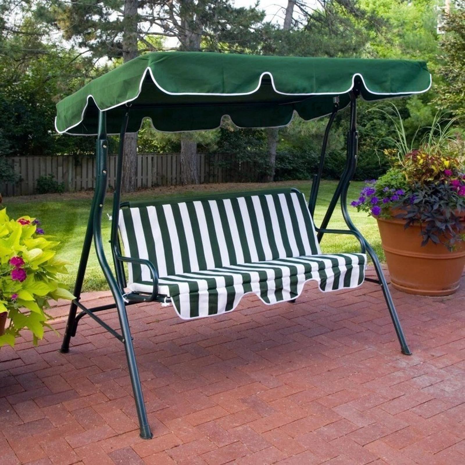 CPROSP Tettuccio Dondolo Impermeabile (180 x 110 cm / 210 x 145 cm) : Copertura Dondolo 3 Posti Universale con 2 Canali , Tessuto 100% Oxford 600D, Impermeabile e Protetto dai Raggi UV, Verde Erba