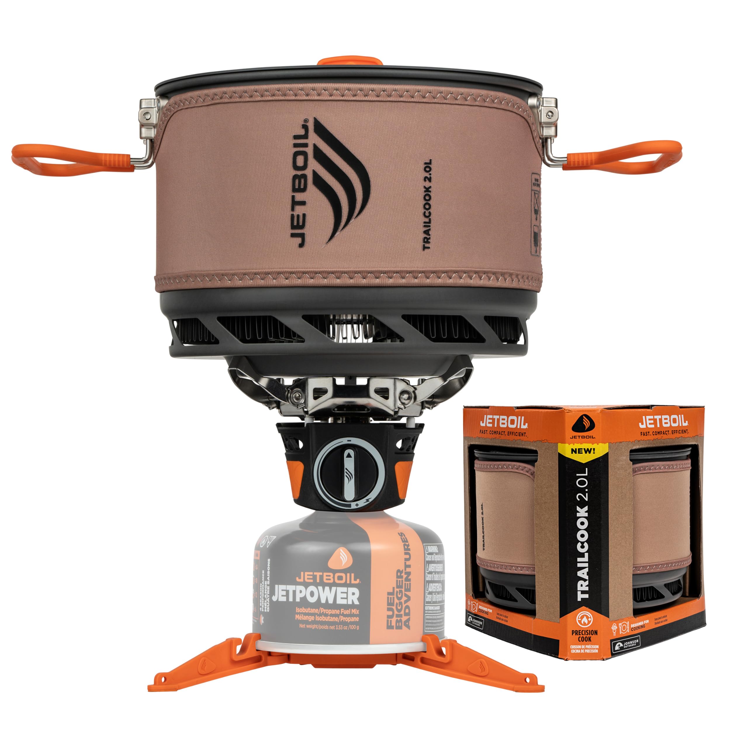 Jetboil TrailCook 2 0L Camping and Backpacking Stove Cooking System with Adjustable Heat Control New for 2026 Tan