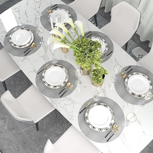 Miniatura 68 de Juego de 4 manteles individuales de lino suave hechos a mano resistentes al calor, manteles individuales para mesa de comedor, manteles individuales