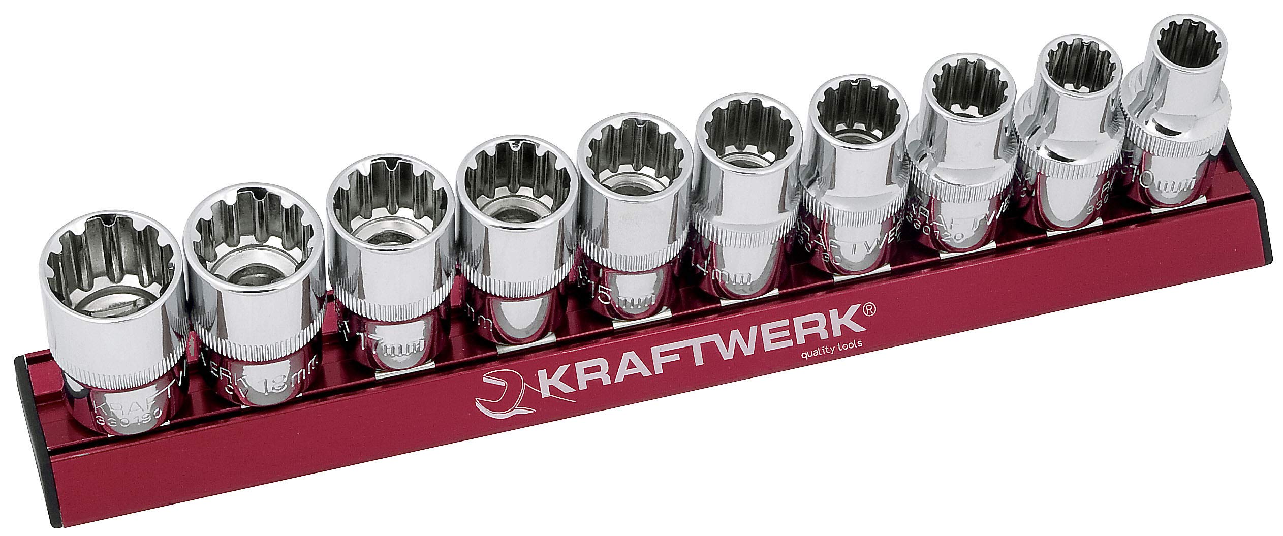 Kraftwerk 330990 10-częściowy zestaw kluczy nasadowych COMBI, Magalu 1/2 cala
