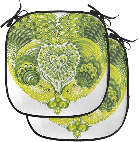 Miniatura 110 de Lunarable Cojín retro para silla, dibujo de chica a la moda en tierra primavera campo margaritas arte, acolchado de asiento para cocina y patio con