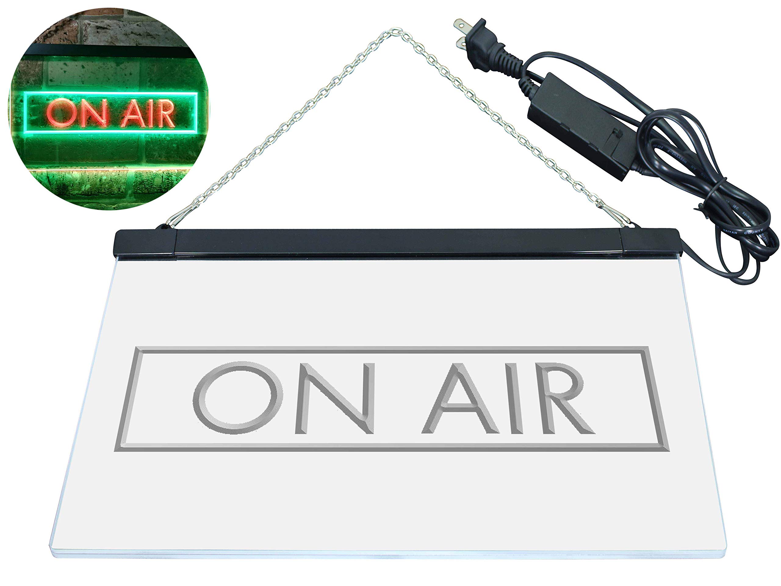 ADVPRO On Air Studio Recording Display Dual Color LED Enseigne Lumineuse Neon Sign Vert et Rouge 600 x 400mm st6s64-i0480-gr