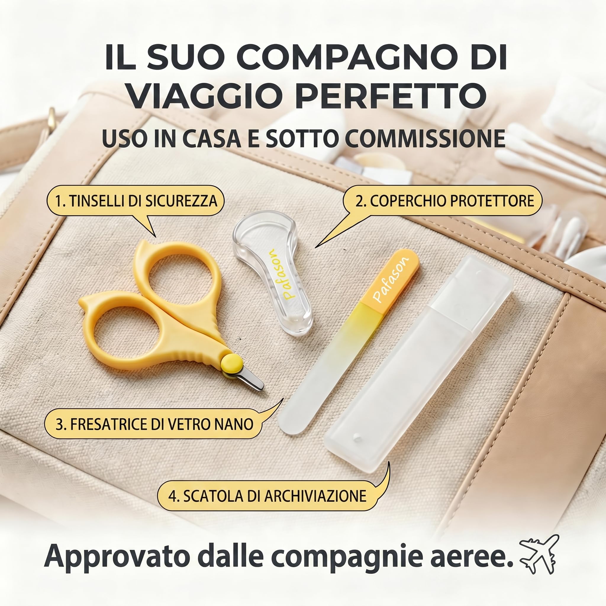 PAFASON Bambino Rotonda Punta Sicurezza Manicure Unghia Cesoie e Bambino Vetro Lima Unghia Set, Acciaio Inossidabile, Ceco Galleggiante Vetro, Ideale per Neonato, Neonati, Bambini Piccoli