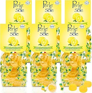 Perle di Sole Soft Lemon Candy from Italy - Lemon Jelly Candy - Italian Candy Individually Wrapped - Soft Fruit Gelee Candy - Pack of 6 (7.05 Oz)