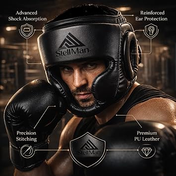 Boxing Headgear for MMA Training, Adjustable Padded Protective Helmet Muay Thai, Kickboxing, Karate, Taekwondo & Martial Arts Sparring