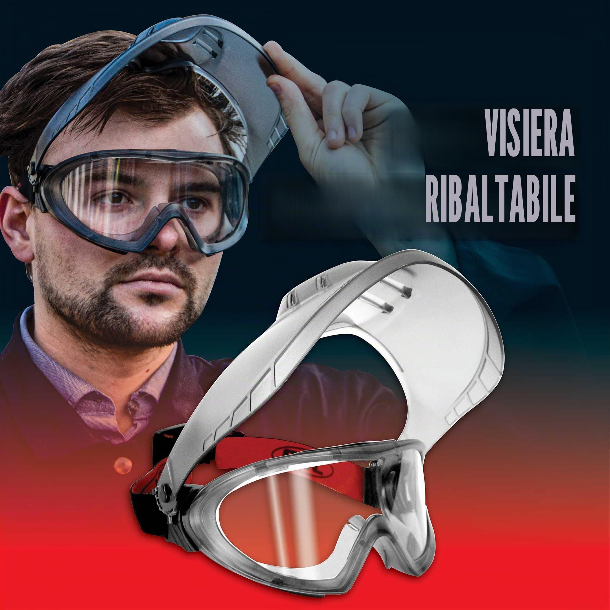 JSP STEALTH 9200 Occhiali di Sicurezza con Schermo Facciale - Antiappannamento Classe N - Protezione Oculare Leggera - Schermo Mobile - Per DIY, Taglio, Laboratorio e Industria - EN 166 e EN 170