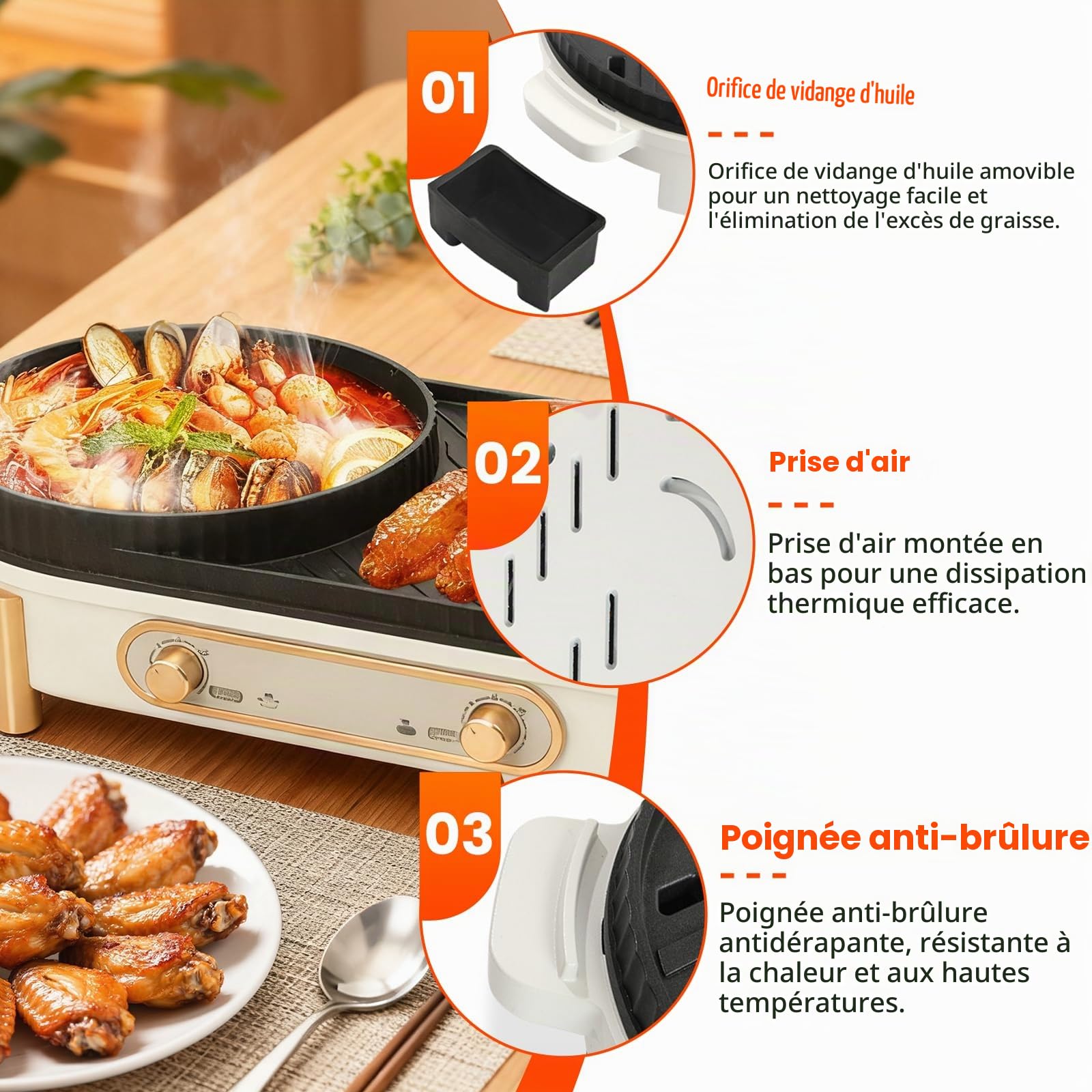 Marmite éLectrique Avec Gril, Marmite éLectrque 2 En 1, Marmites Chinoise