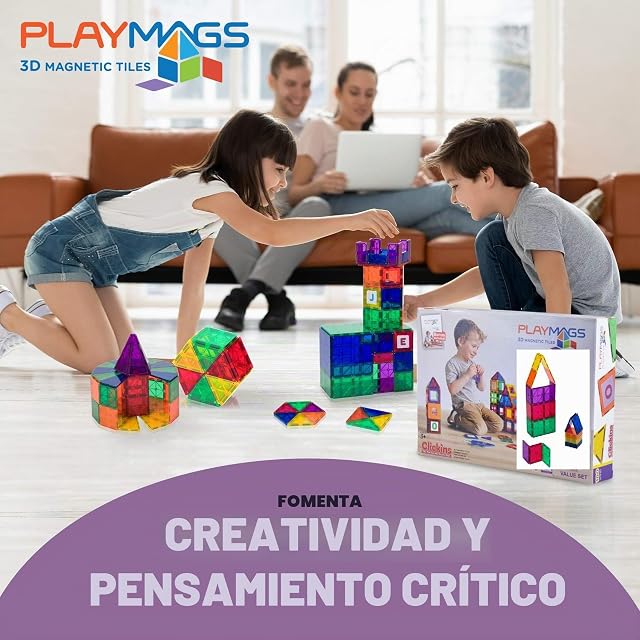 Foto 5 de 8 de Playmags Conjunto 48 Piezas - con imanes más Fuertes, Tallo Juguetes para los niños, fichas magnéticas…