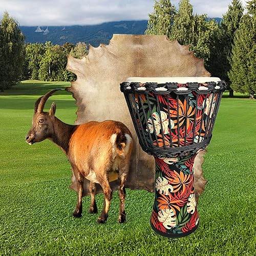 Miniatura 6 de TAOSKNE Pandereta Djembe de 8.5 pulgadas, estilo africano occidental, cabeza de tambor de piel de cabra, calidad de sonido profesional, tambor de